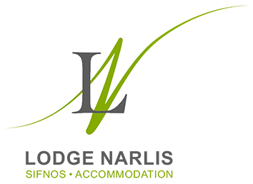 Ο λογότυπος των δωματίων Lodge Narlis στον Πλατύ Γιαλό της Σίφνου